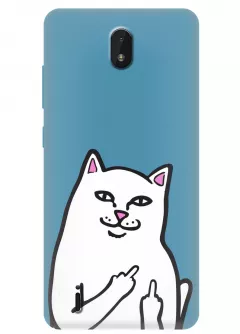 Nokia C01 Plus прикольный чехол с наглым котом с факами