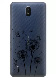 Nokia C01 Plus прозрачный силиконовый чехол с принтом - Одуванчики