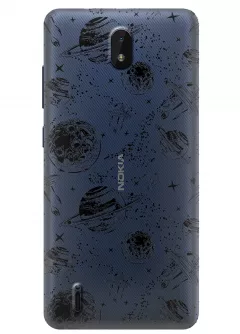 Nokia C01 Plus прозрачный силиконовый чехол с принтом - Космос