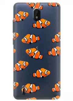 Nokia C01 Plus прозрачный силиконовый чехол с принтом - Рыбки