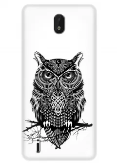 Клевый чехол для Nokia C01 Plus с рисунком тату совы