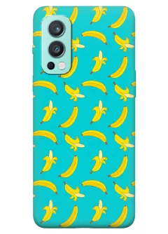 Веселый чехол на OnePlus Nord 2 5G с желтыми бананами из силикона
