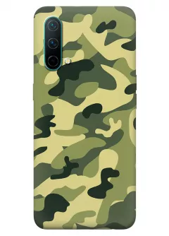Военный чехол на OnePlus Nord CE 5G из прочного силикона с хаки принтом - Зеленый камуфляж