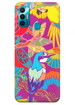Чехольчик для Tecno Spark 7 Go с красочным рисунком попугаев