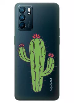 OPPO Reno 6 5G прозрачный силиконовый чехол с принтом - Тропический кактус