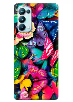 OPPO Reno 5 Pro 5G бампер силиконовый с яркими разноцветными бабочкаии