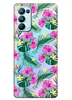 OPPO Reno 5 Pro 5G прозрачный силиконовый чехол с принтом - Тропические цветы