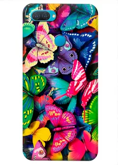 OPPO A12 бампер силиконовый с яркими разноцветными бабочкаии