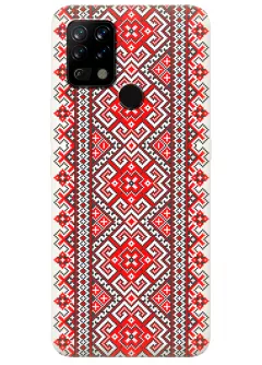 Патриотический чехол на Tecno Pova с орнаментами украинской вышиванки