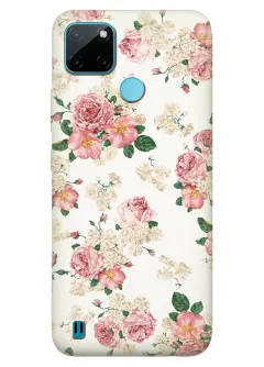 Realme C21 чехол с красивыми букетами цветов для девушек