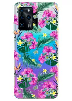 Блейд В30 прозрачный силиконовый чехол с принтом - Тропические цветы