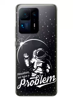 Сяоми Микс 4 5Дж прозрачный силиконовый чехол с принтом - Космонавт с проблемой