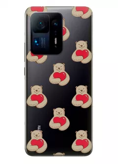 Xiaomi Mix 4 прозрачный силиконовый чехол с принтом - Влюбленные медведи