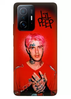 Бампер для Xiaomi 11T Pro из силикона - Lil Peep на красном фоне