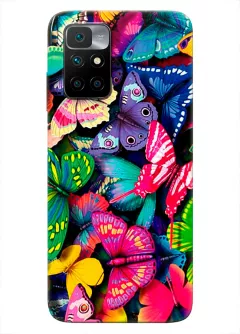 Xiaomi Redmi 10 бампер силиконовый с яркими разноцветными бабочкаии