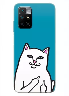 Xiaomi Redmi 10 прикольный чехол с наглым котом с факами