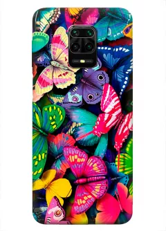 Xiaomi Redmi Note 10 Lite бампер силиконовый с яркими разноцветными бабочкаии
