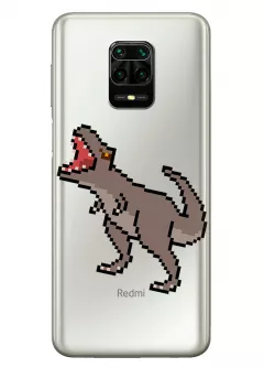 Xiaomi Redmi Note 10 Lite прозрачный силиконовый чехол с принтом - Пиксельный динозавр