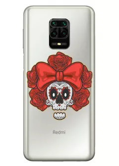 Xiaomi Redmi Note 10 Lite прозрачный силиконовый чехол с принтом - Готический череп