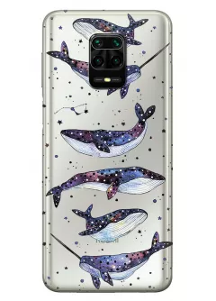 Чехол для Сяоми Редми Нот 10 Лайт с прозрачным рисунком из силикона - Киты Единороги