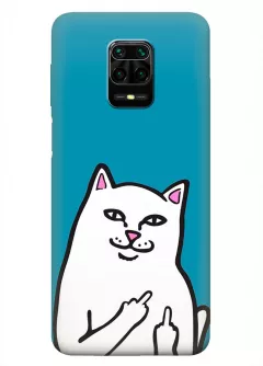 Xiaomi Redmi Note 10 Lite прикольный чехол с наглым котом с факами