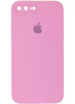 Чехол Silicone Case Square Full Camera Protective (AA) для Apple iPhone 7 plus || Apple iPhone 8 plus, Розовый / Light pink