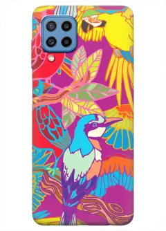 Чехольчик для Samsung Galaxy M22 с красочным рисунком попугаев