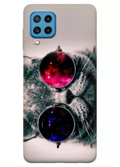 Samsung Galaxy M22 чехол с забавным котом в очках - Кот пилот
