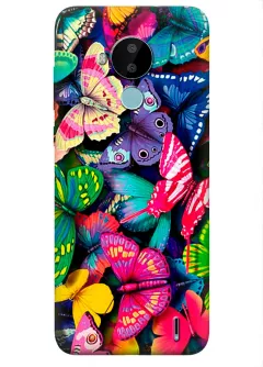 Nokia C30 бампер силиконовый с яркими разноцветными бабочкаии