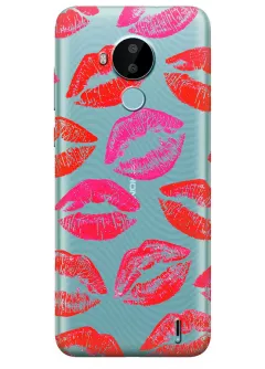Nokia C30 прозрачный силиконовый чехол с принтом - Поцелуи