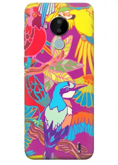 Чехольчик для Nokia C30 с красочным рисунком попугаев
