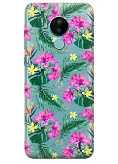Нокия С30 прозрачный силиконовый чехол с принтом - Тропические цветы