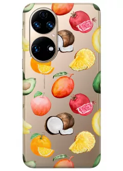 Вкусный чехол для Huawei P50 с картинкой летних фруктов
