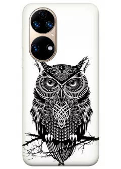 Клевый чехол для Huawei P50 с рисунком тату совы