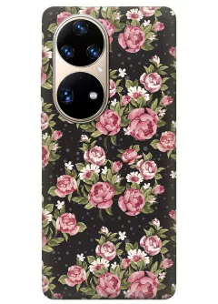 Huawei P50 Pro женский чехол с красивыми цветами пионами