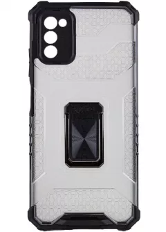 Ударопрочный чехол Transformer CrystalRing для Samsung Galaxy A02s, Черный + Прозрачный / Черный