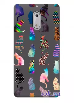 Чехол для Nokia 6 - Разноцветные коты