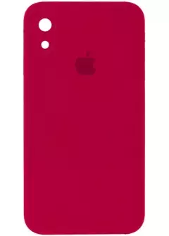 Чехол Silicone Case Square Full Camera Protective (AA) для Apple iPhone XR (6.1"), Красный / Rose Red