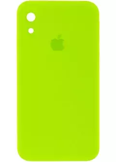 Чехол Silicone Case Square Full Camera Protective (AA) для Apple iPhone XR (6.1"), Салатовый / Neon green