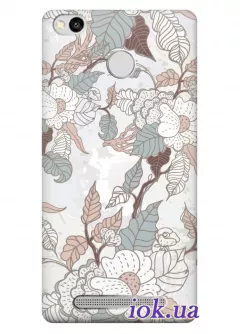 Чехол для Xiaomi Redmi 3S - Серые листья