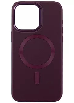 Кожаный чехол Bonbon Leather Metal Style with MagSafe для Apple iPhone 11 (6.1"), Бордовый / Plum