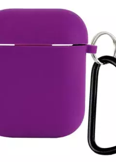 Силиконовый футляр с микрофиброй для наушников Airpods 1/2, Фиолетовый / Grape