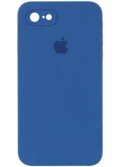 Уценка Чехол Silicone Case Square Full Camera Protective (AA) для Apple iPhone 7 / 8 / SE (2020), Вскрытая упаковка / Синий / Navy blue