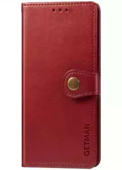 Кожаный чехол книжка GETMAN Gallant (PU) для Xiaomi Redmi Note 9 4G / 9 Power / Redmi 9T, Красный