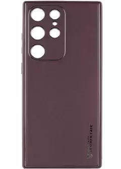 Кожаный чехол Xshield для Samsung Galaxy S21 Ultra, Бордовый / Plum Red