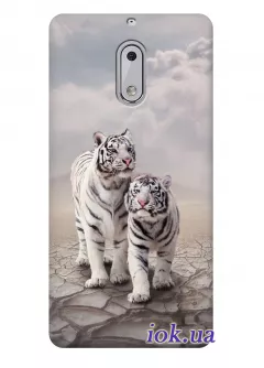 Чехол для Nokia 6 - Белые тигры