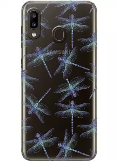 Чехол для Galaxy A20 - Голубые стрекозы