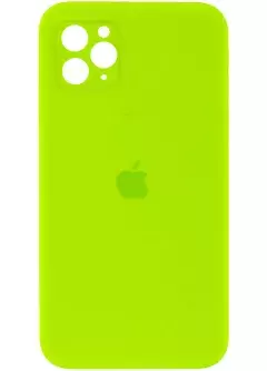 Чехол Silicone Case Square Full Camera Protective (AA) для Apple iPhone 11 Pro Max (6.5"), Салатовый / Neon green