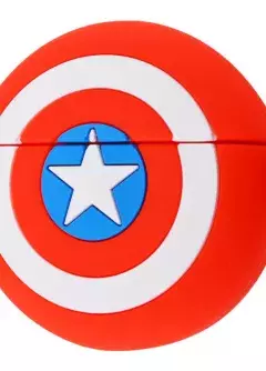 Силиконовый футляр Marvel & DC series для наушников AirPods Pro + кольцо, Капитан Америка / Красный