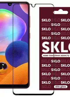 Защитное стекло SKLO 3D (full glue) для Samsung Galaxy A31, Черный